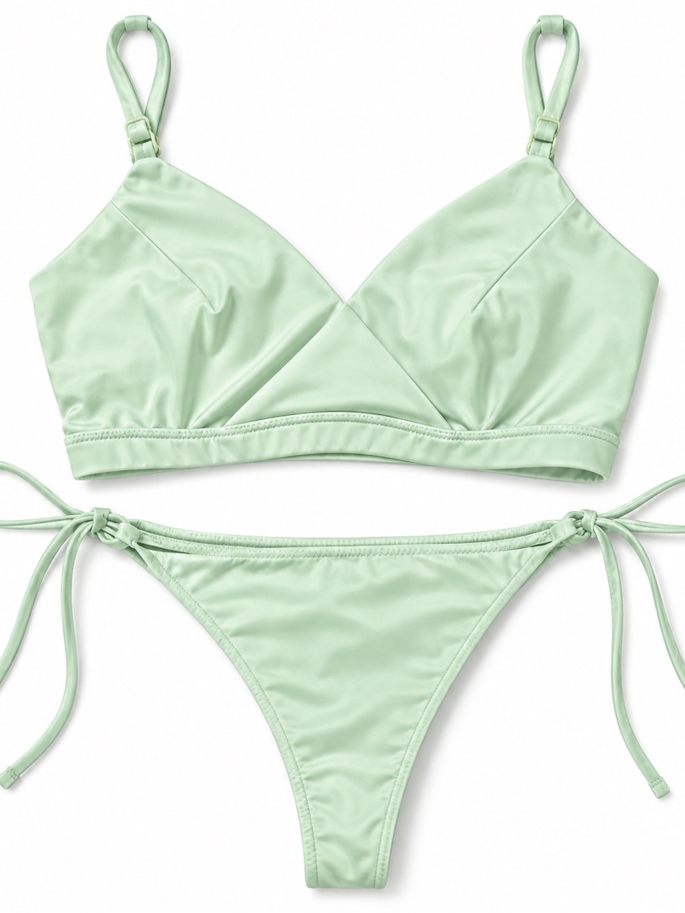 Wave babe Light Mint Tie-Side Bikini Set 8